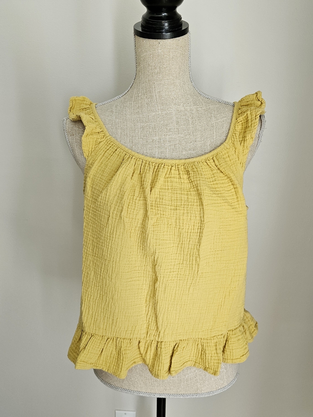 Cynthia Rowley Mustard Yellow Ruffle-Trim Tank